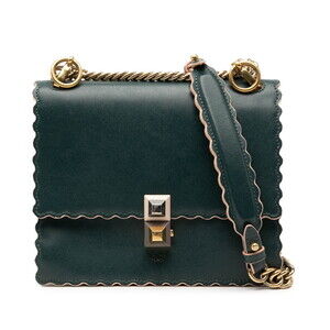 FENDI Green Leather Shoulder Bag